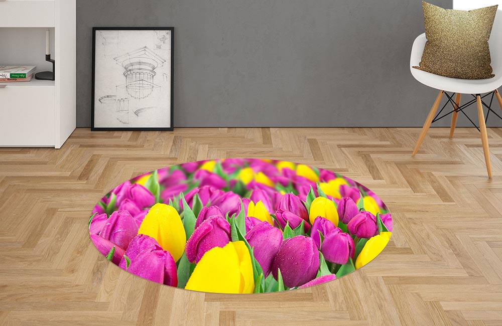 3D Ковер «Белые тюльпаны» Овальный 2