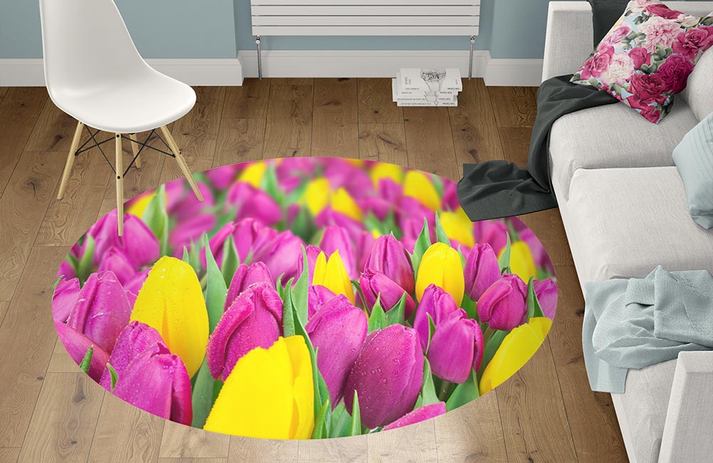 3D Ковер «Белые тюльпаны» Круглый 1
