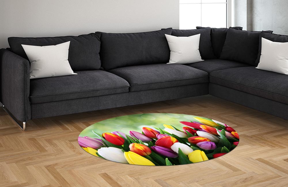 3D Ковер «Разноцветные тюльпаны» Овальный 1