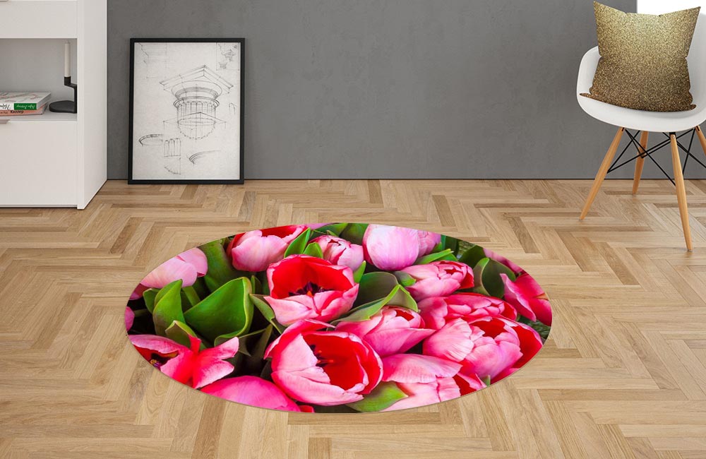 3D Ковер «Букет тюльпанов» Овальный 2