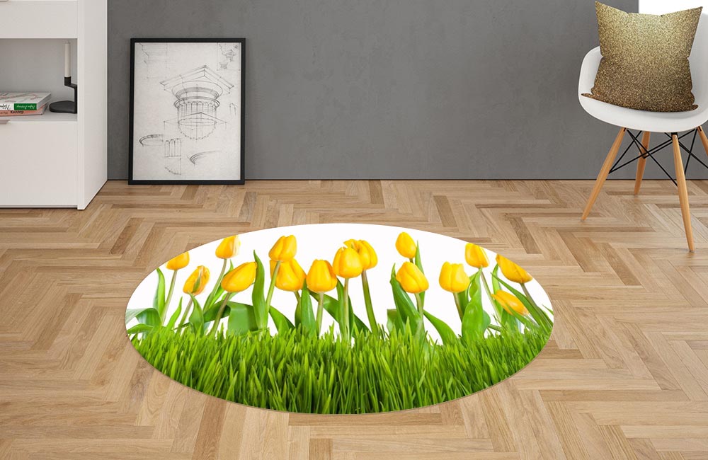 3D Ковер «Желтые тюльпаны» Овальный 2