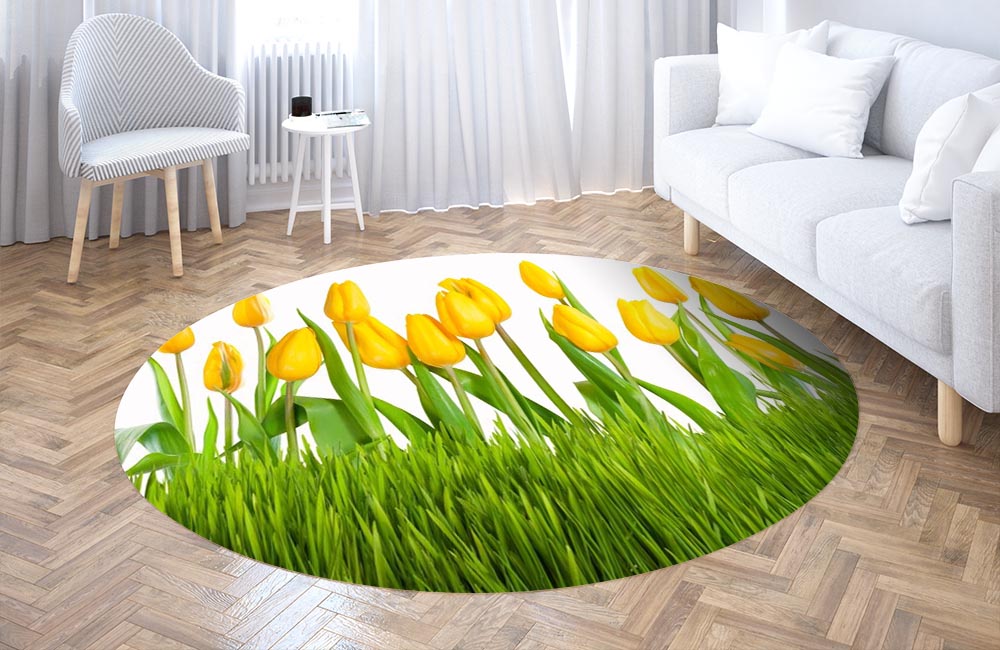 3D Ковер «Желтые тюльпаны» Круглый 3