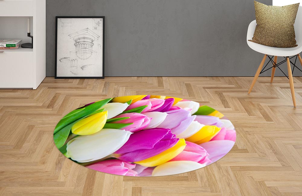 3D Ковер «Разнообразие тюльпанов» Овальный 2