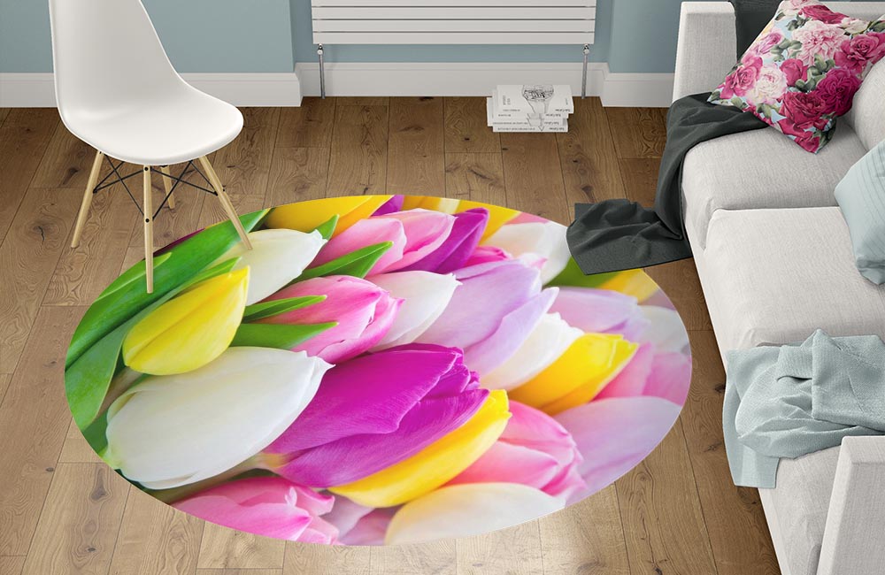 3D Ковер «Разнообразие тюльпанов» Круглый 1