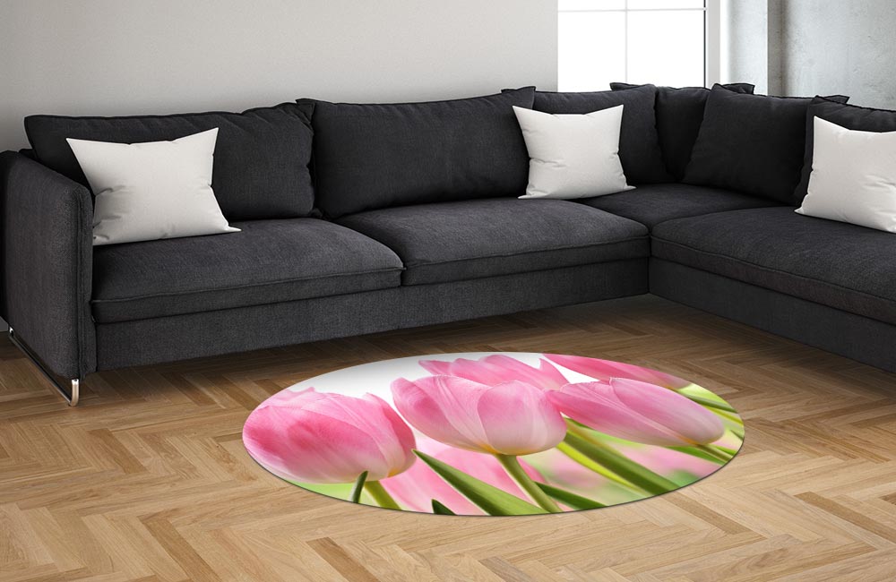 3D Ковер «Крупные розовые тюльпаны» Овальный 1
