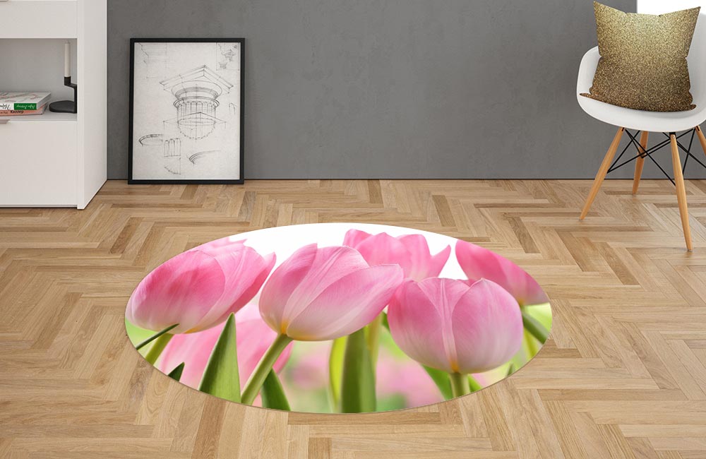3D Ковер «Крупные розовые тюльпаны» Овальный 2