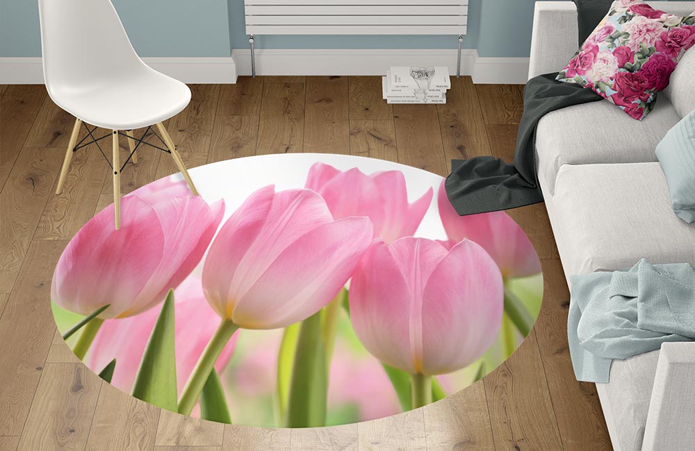 3D Ковер «Крупные розовые тюльпаны» Круглый 1
