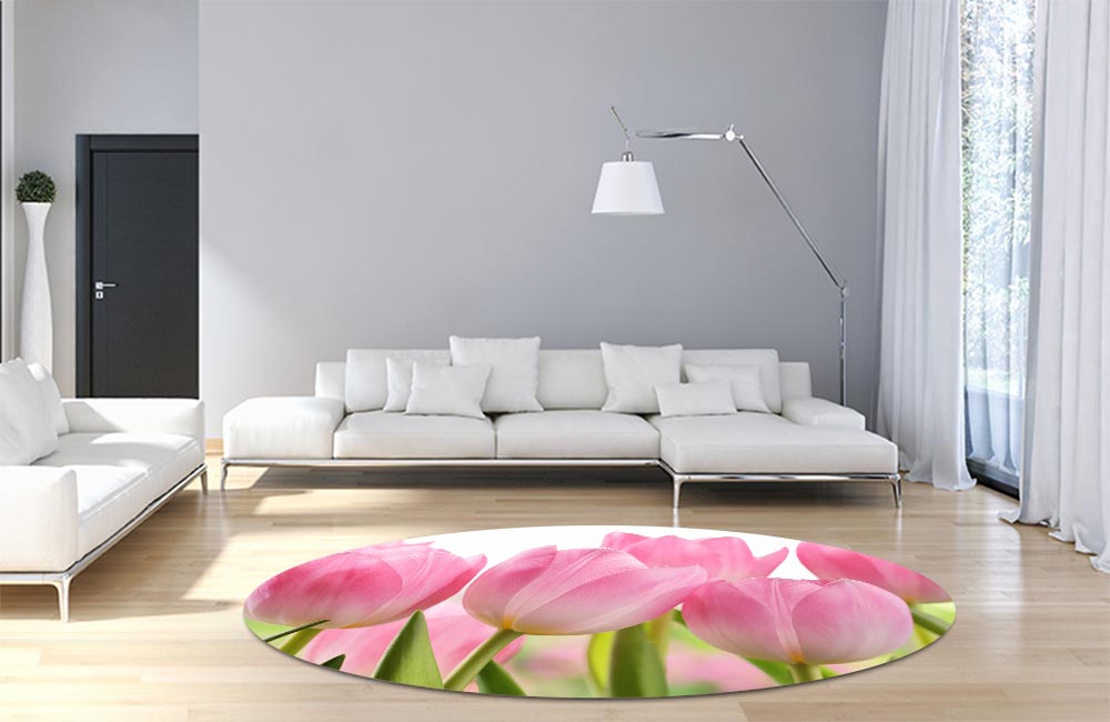 3D Ковер «Крупные розовые тюльпаны» Круглый 4