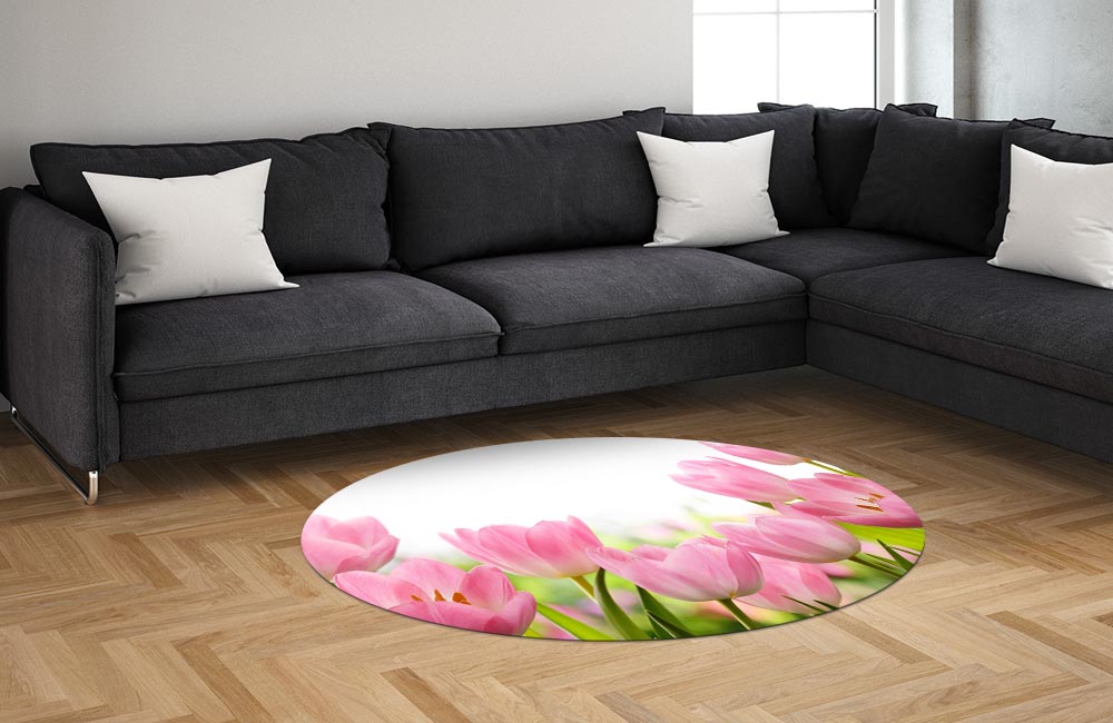 3D Ковер «Нежные розовые тюльпаны» Овальный 1