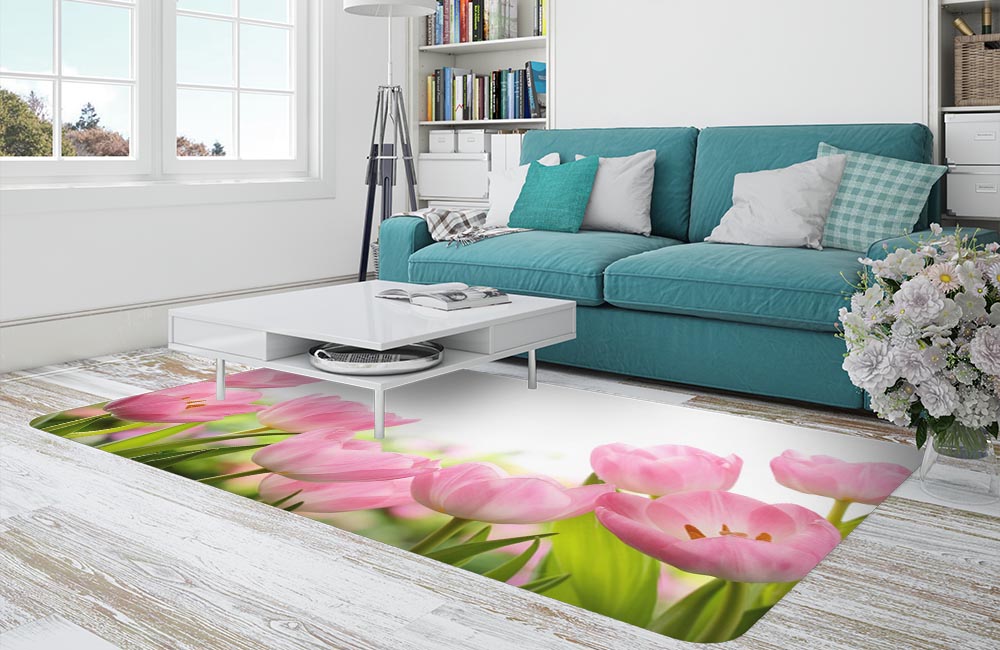 3D Ковер «Нежные розовые тюльпаны» Прямоугольный 1