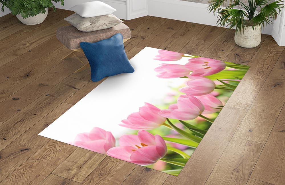3D Ковер «Нежные розовые тюльпаны» Прямоугольный 4