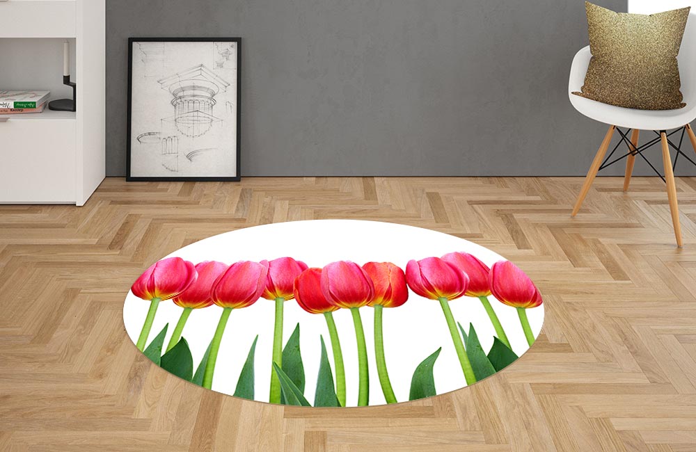 3D Ковер «Ряд тюльпанов» Овальный 2