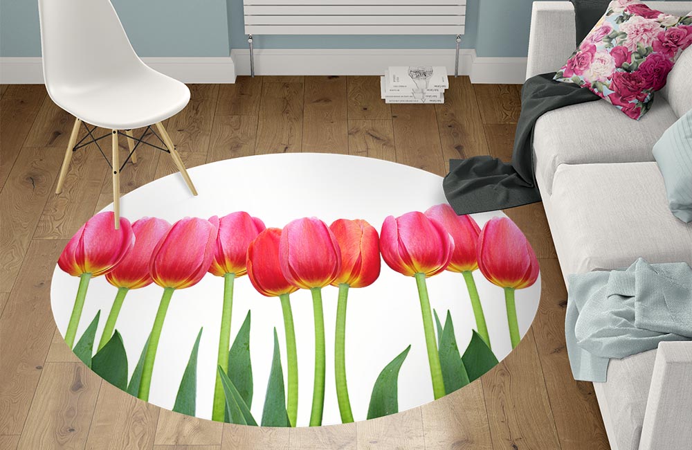 3D Ковер «Ряд тюльпанов» Круглый 1