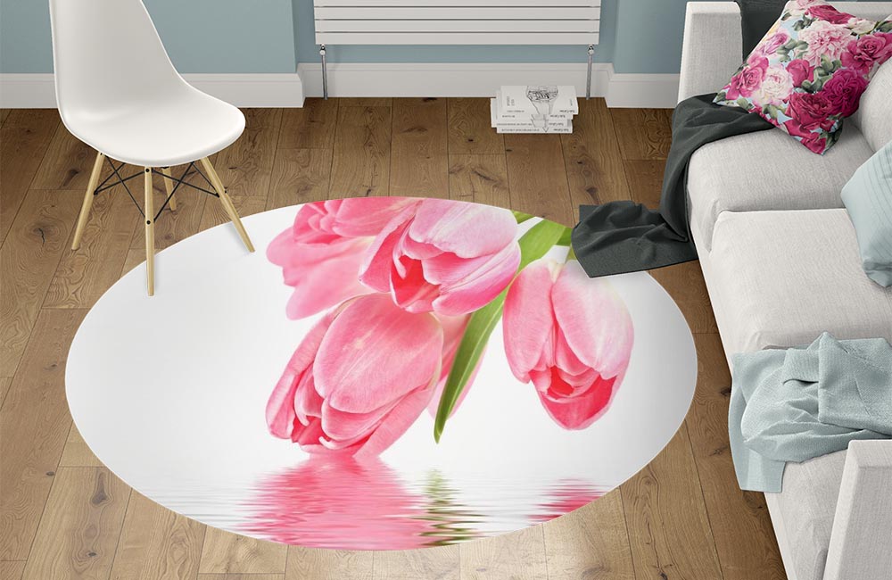 3D Ковер «Тюльпаны над водой» Круглый 1