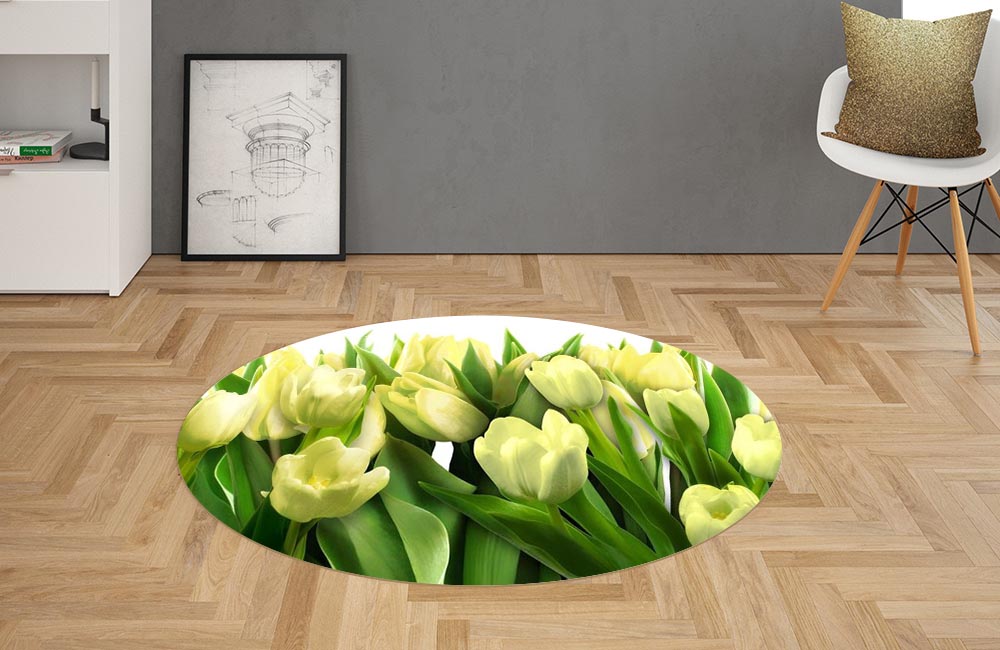 3D Ковер «Тюльпаны с каплями росы» Овальный 2