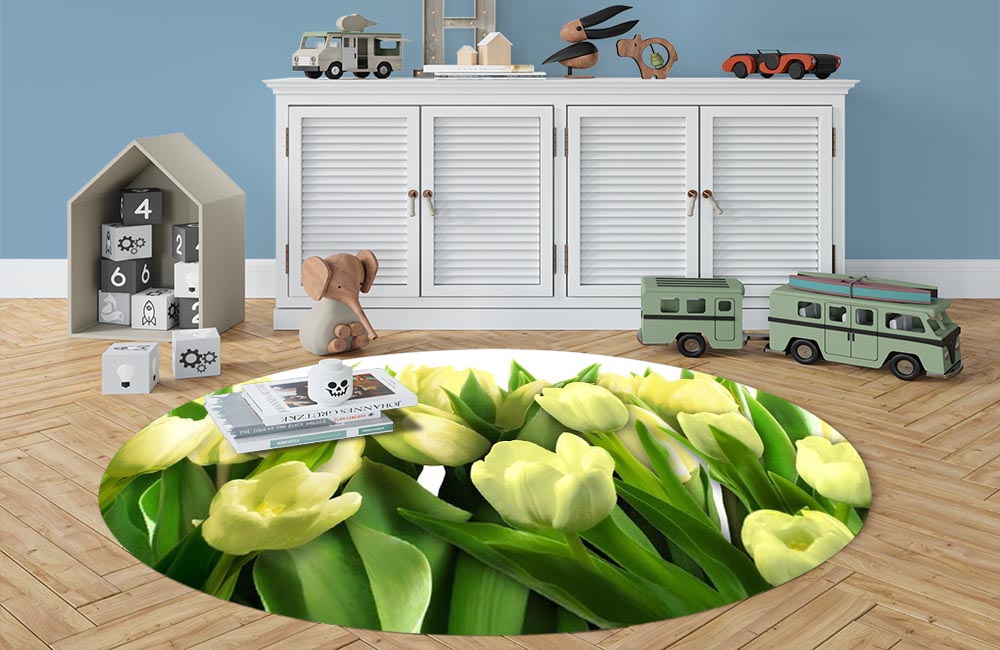 3D Ковер «Тюльпаны с каплями росы» Овальный 3