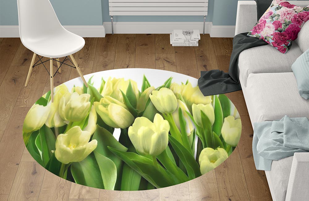 3D Ковер «Тюльпаны с каплями росы» Круглый 1