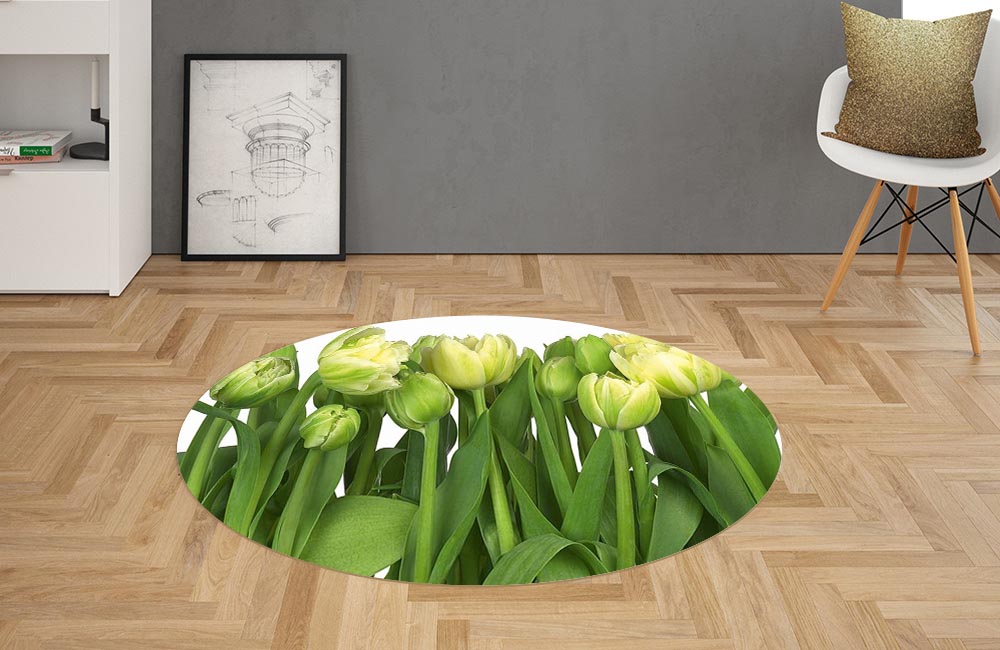 3D Ковер «Нежные желтые тюльпаны» Овальный 2