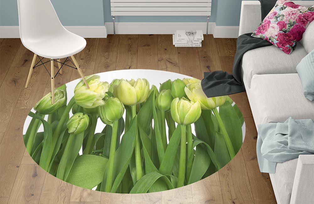 3D Ковер «Нежные желтые тюльпаны» Круглый 1