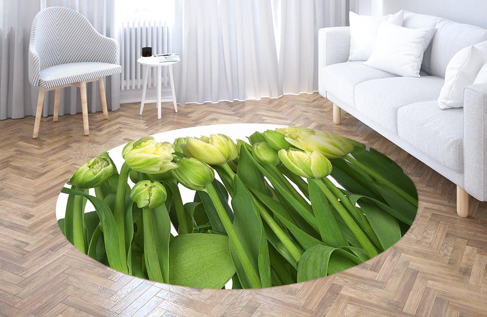 3D Ковер «Нежные желтые тюльпаны» Круглый 3