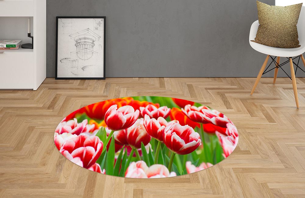 3D Ковер «Красивые тюльпаны» Овальный 2