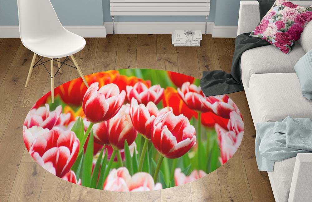 3D Ковер «Красивые тюльпаны» Круглый 1
