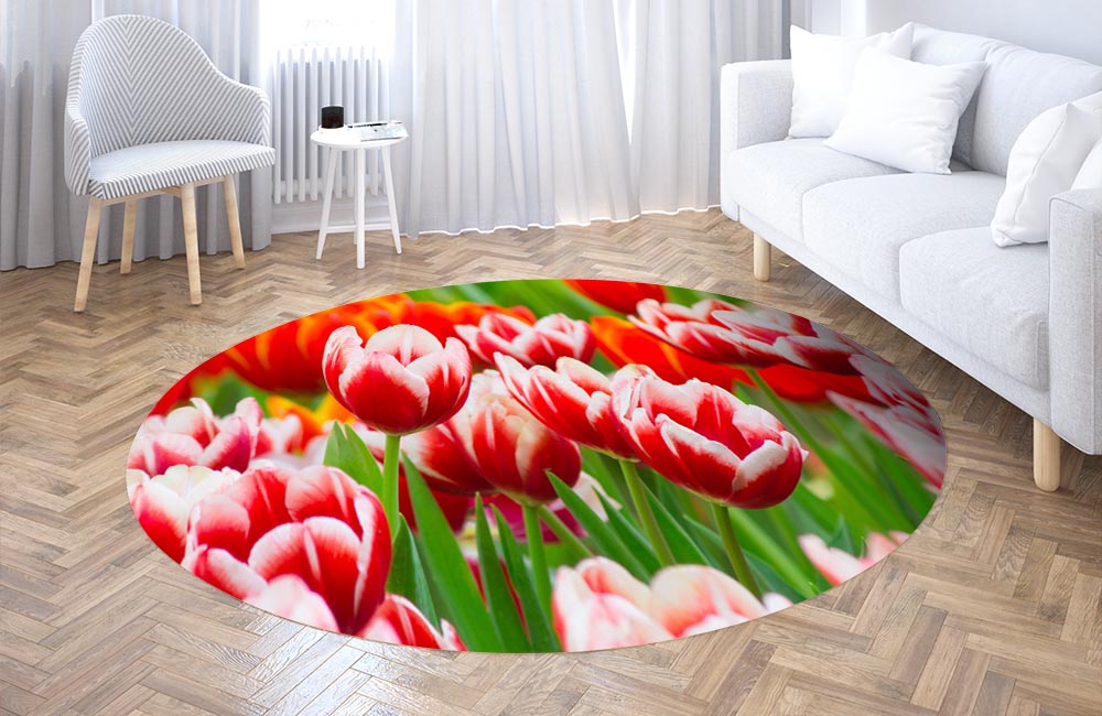 3D Ковер «Красивые тюльпаны» Круглый 3