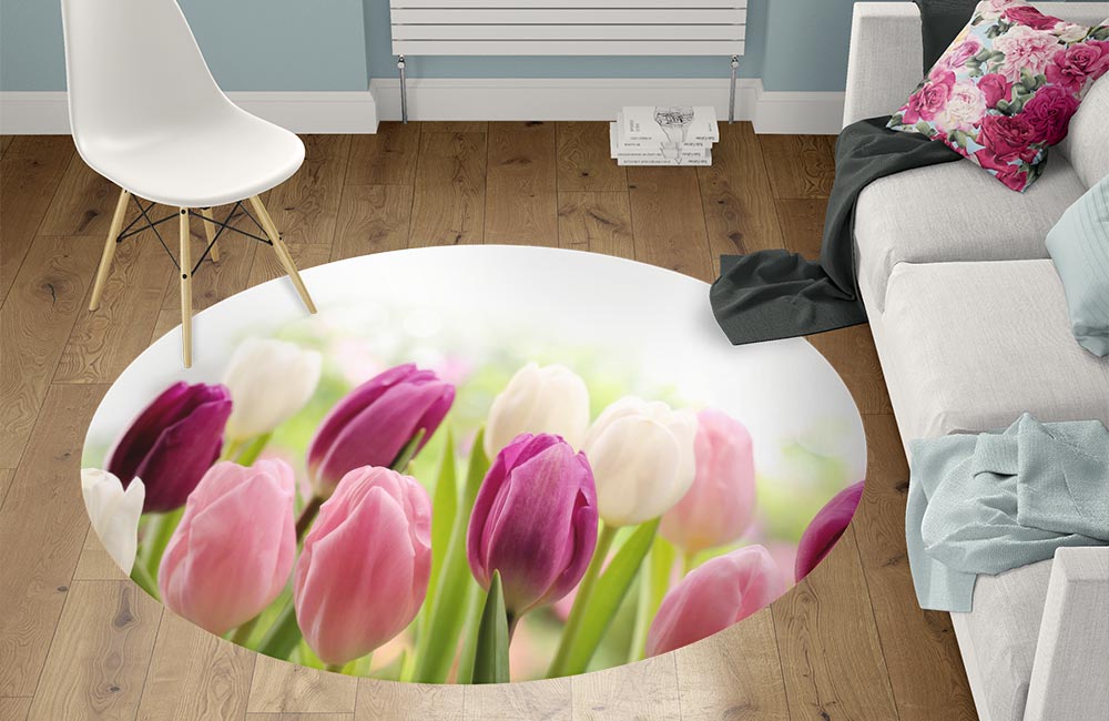 3D Ковер «Тюльпановая нежность» Круглый 1