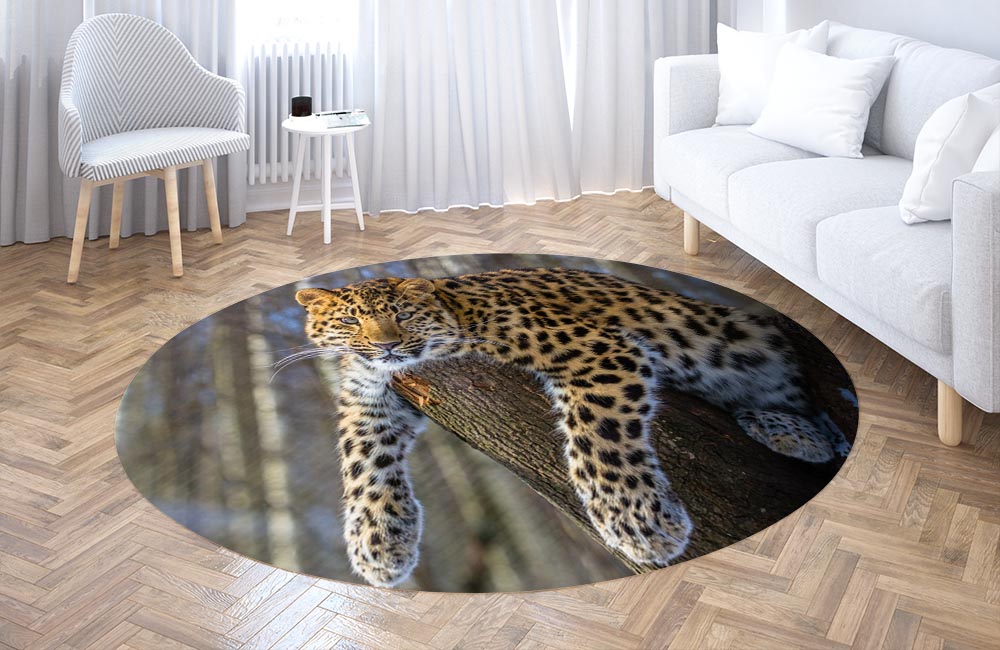 3D Ковер «Амурский леопард» Круглый 3
