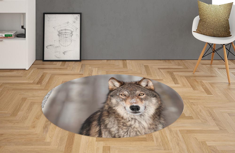 3D Ковер «Взгляд волка» Овальный 2