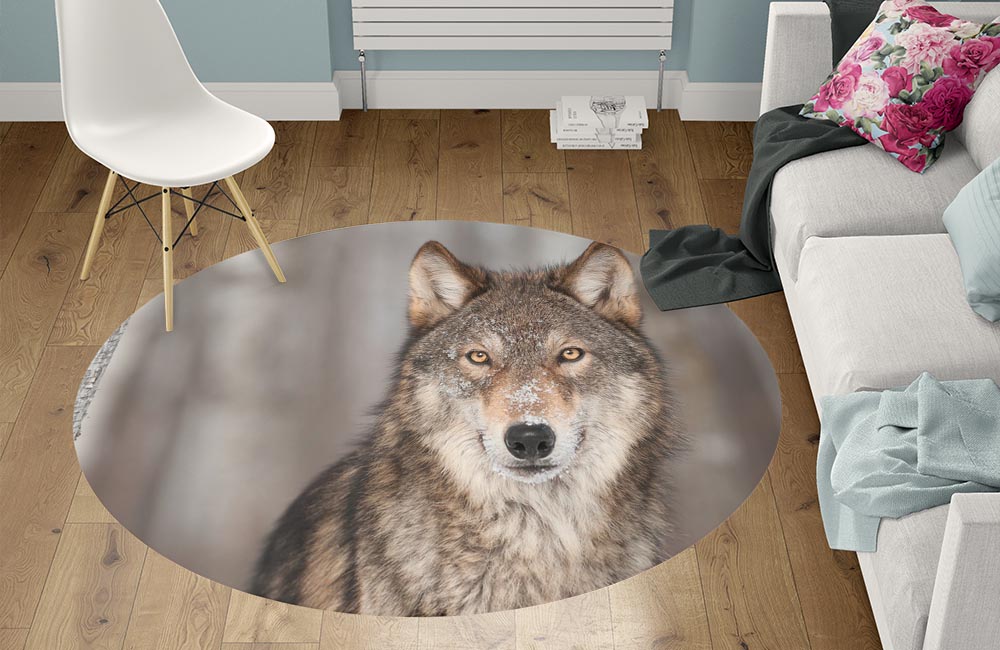 3D Ковер «Взгляд волка» Круглый 1