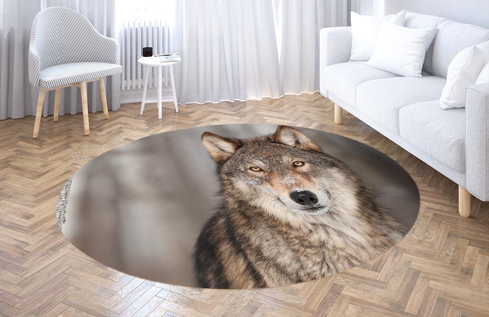 3D Ковер «Взгляд волка» Круглый 3