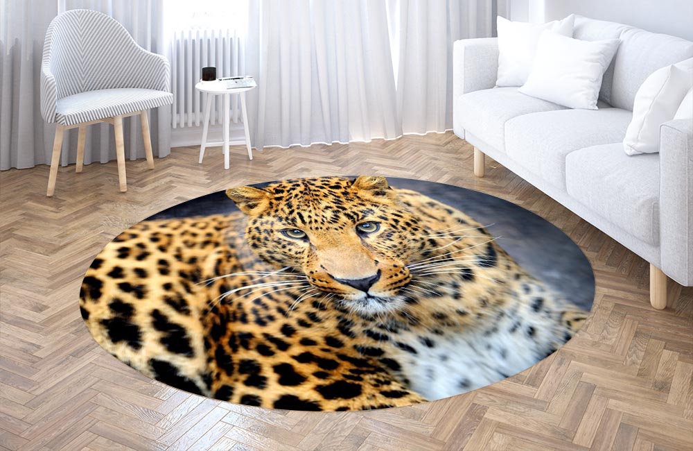 3D Ковер «Красивый леопард» Круглый 3