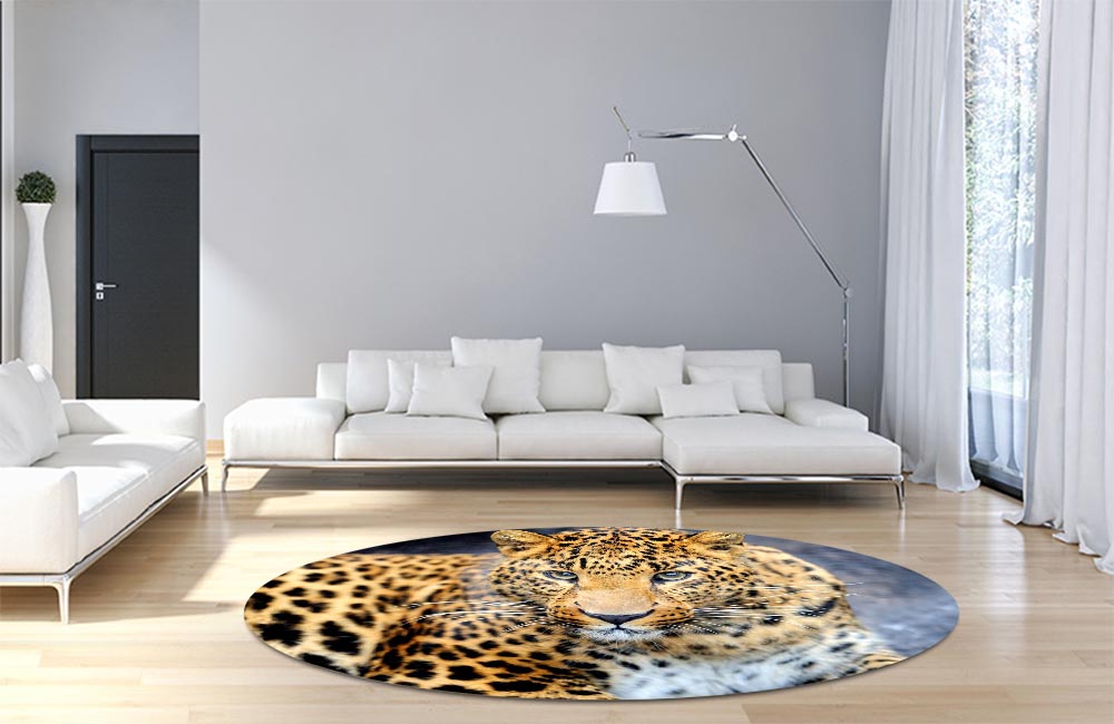 3D Ковер «Красивый леопард» Круглый 4