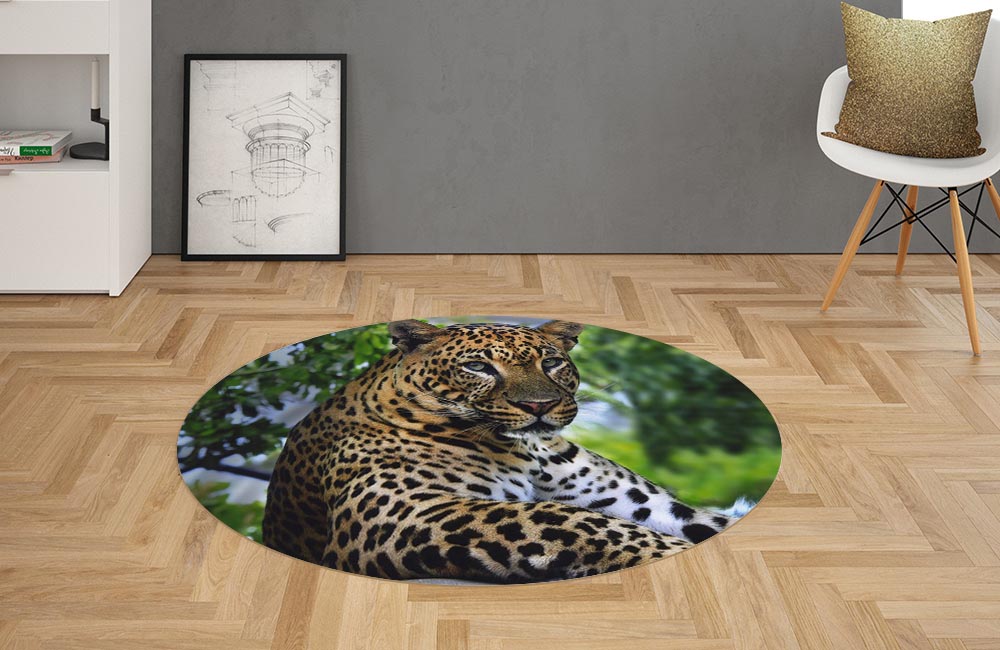 3D Ковер «Отдыхающий леопард» Овальный 2