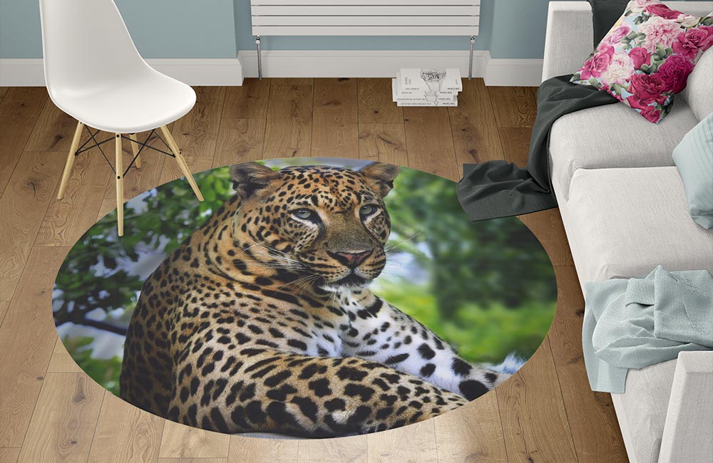 3D Ковер «Отдыхающий леопард» Круглый 1