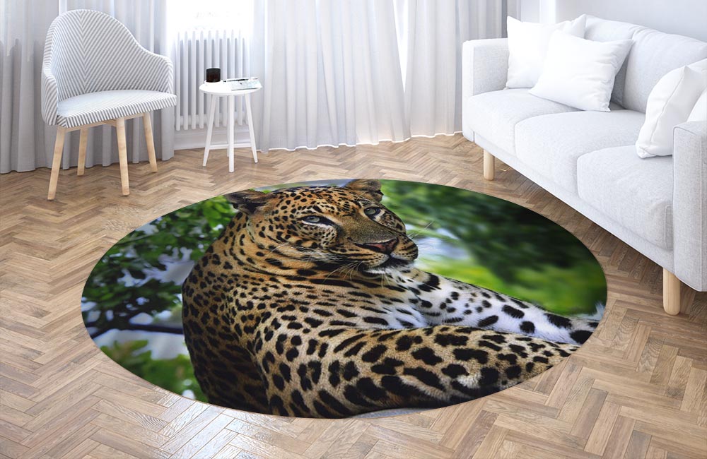 3D Ковер «Отдыхающий леопард» Круглый 3