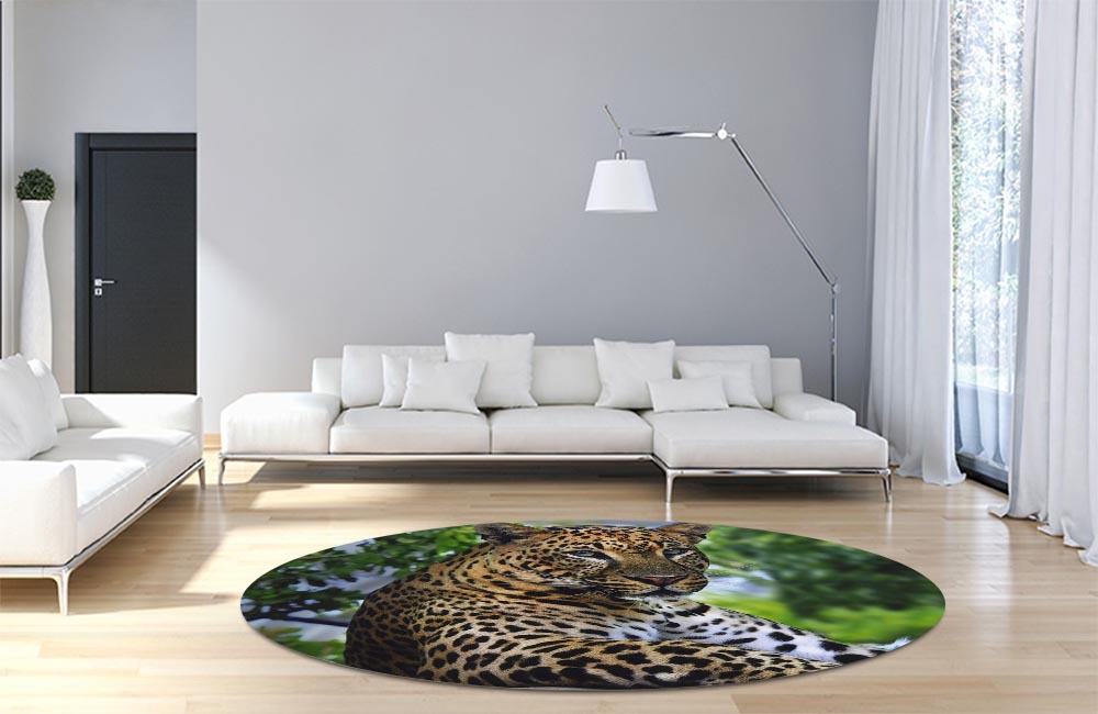 3D Ковер «Отдыхающий леопард» Круглый 4