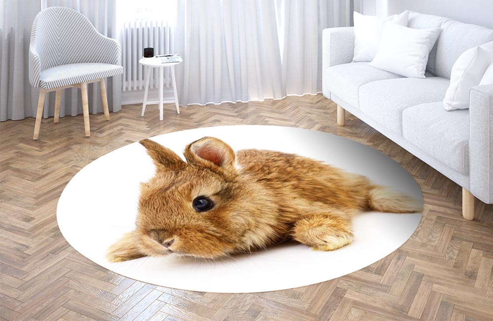 3D Ковер «Милый кролик» Круглый 3