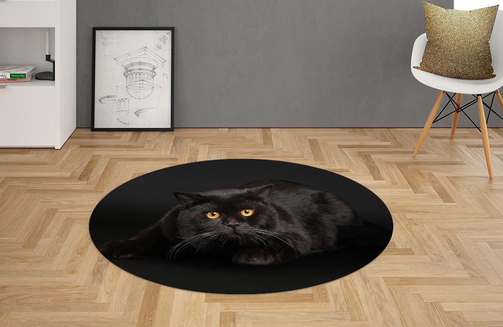 3D Ковер «Чёрный кот» Овальный 2