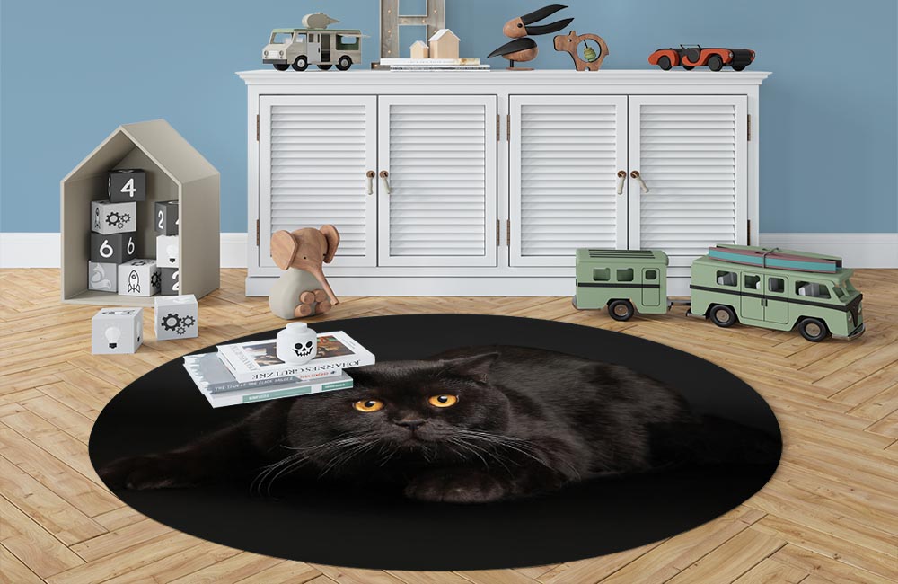 3D Ковер «Чёрный кот» Овальный 3