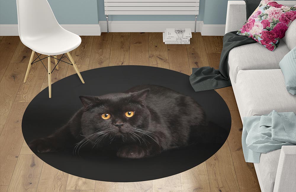 3D Ковер «Чёрный кот» Круглый 1