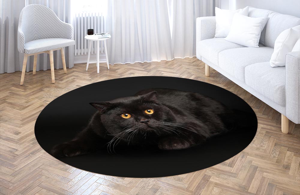 3D Ковер «Чёрный кот» Круглый 3
