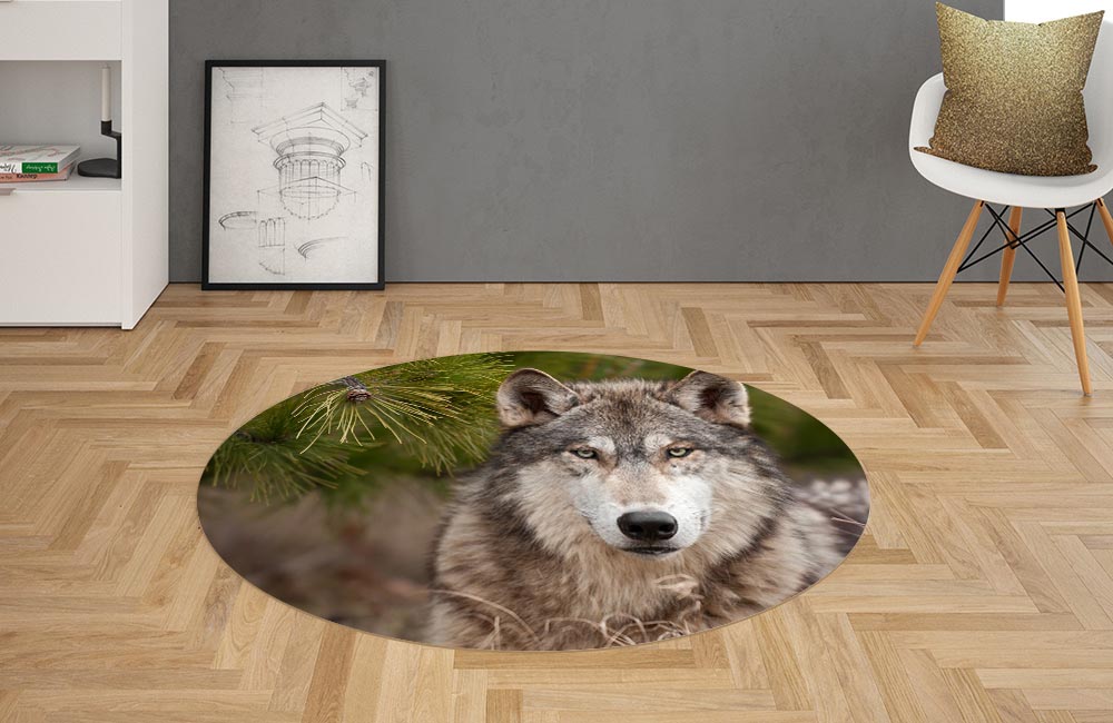 3D Ковер «Волк под сосной» Овальный 2
