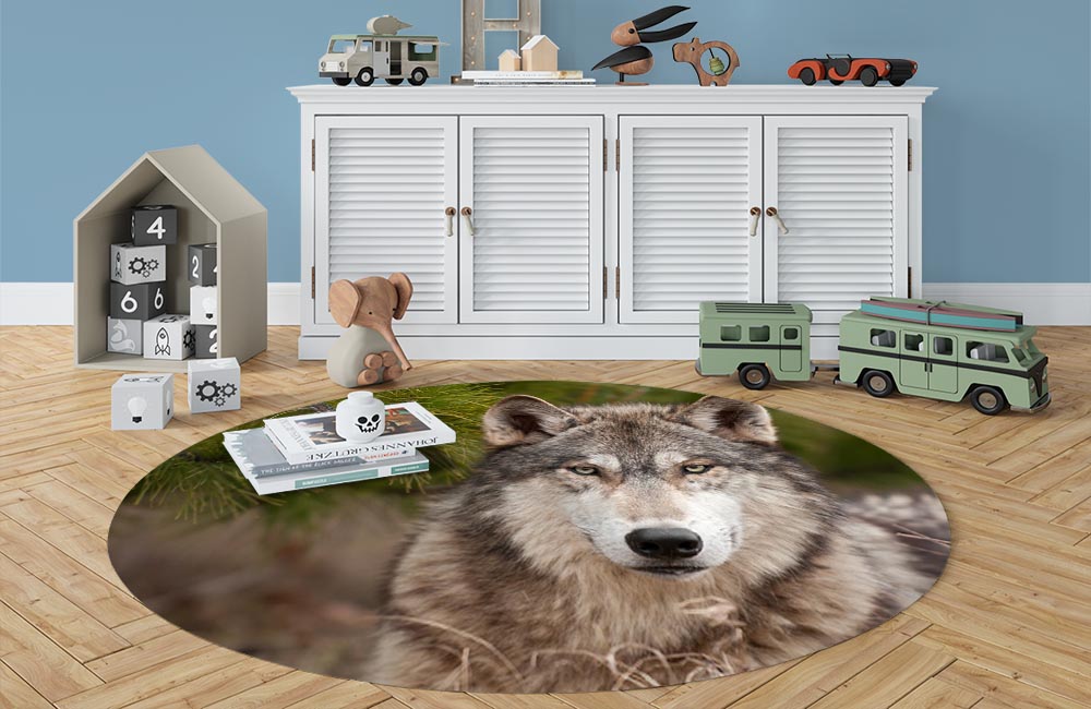 3D Ковер «Волк под сосной» Овальный 3