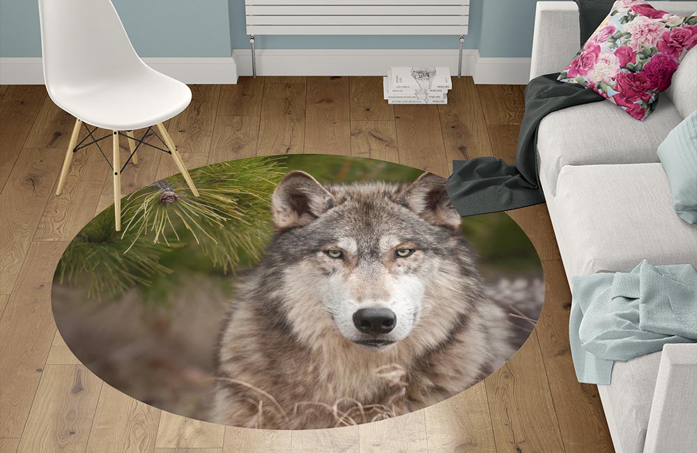 3D Ковер «Волк под сосной» Круглый 1