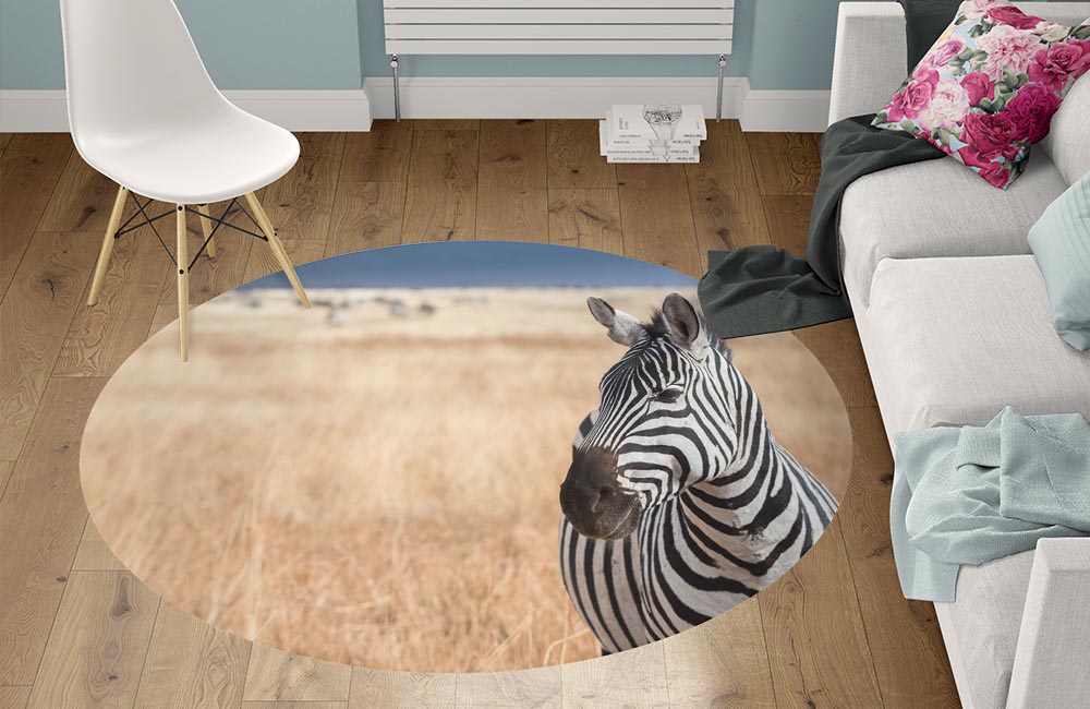 3D Ковер «Одинокая зебра» Круглый 1