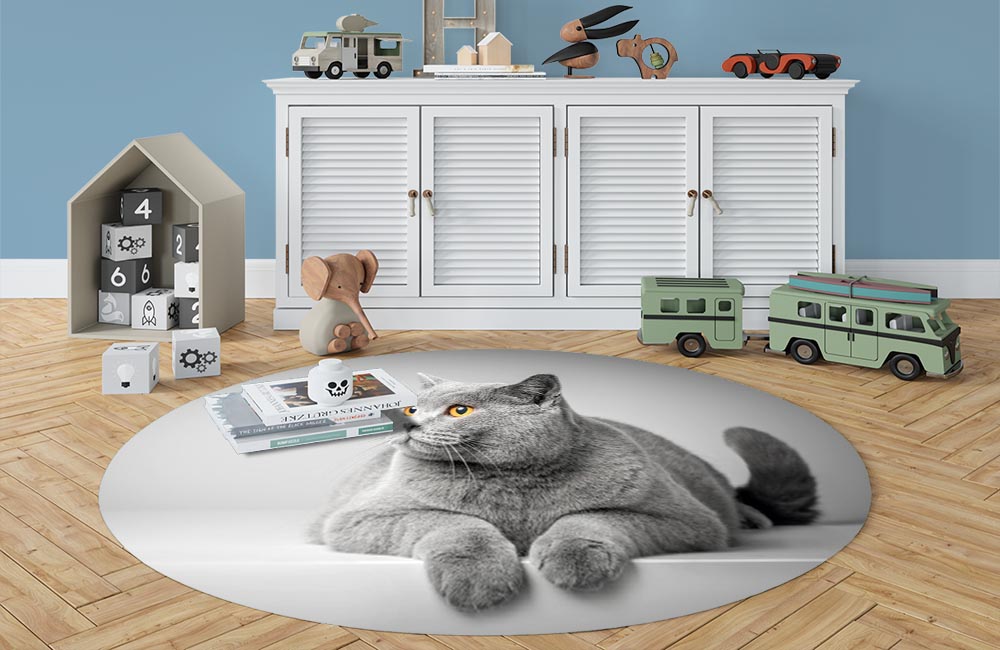 3D Ковер «Серый кот» Овальный 3