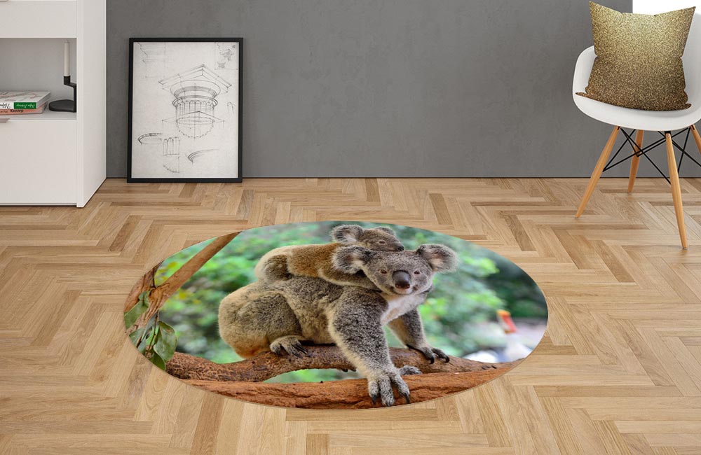 3D Ковер «Семейство коал» Овальный 2