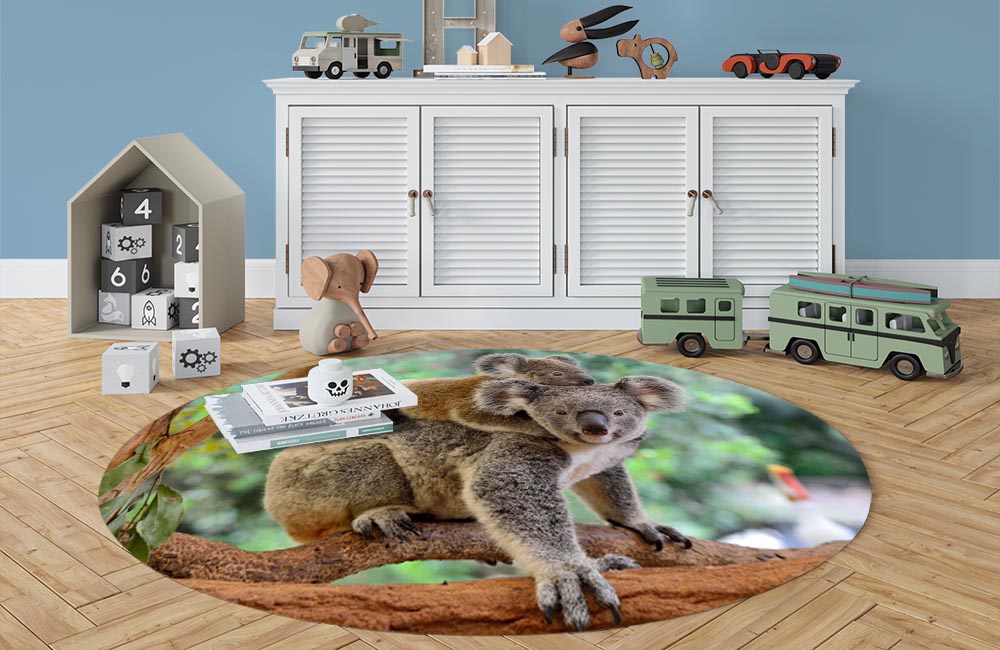 3D Ковер «Семейство коал» Овальный 3